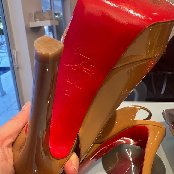 Christian Louboutin Nude Patent Slingback Heels size 37/6.5 - Picture 12 of 15